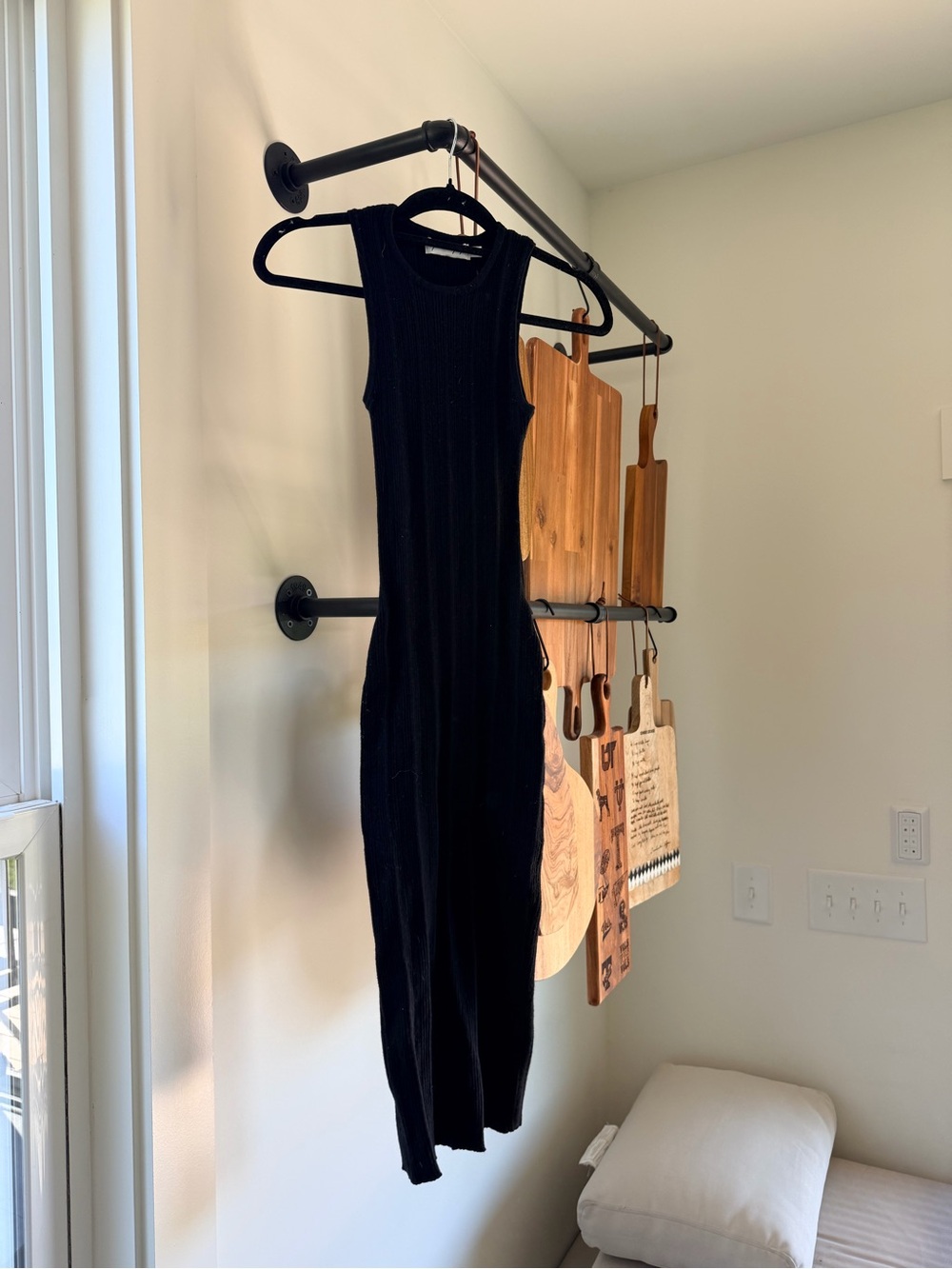 Petal & Pup Black Sleeveless Ribbed Midi Dress